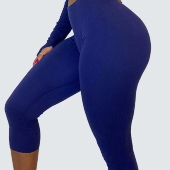 WBK Fit Leggings Classic Ribbed Leggings [Royal Blue] Size Small! - Picture 2 of 6
